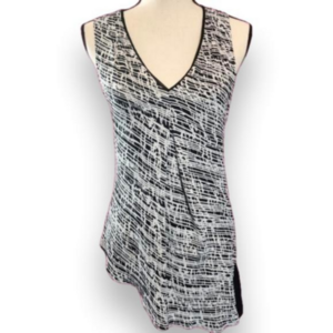 Y2K Asymmetric Heather Gray & Black Plunge V Neck Sleeveless Blouse Tank Top  XS